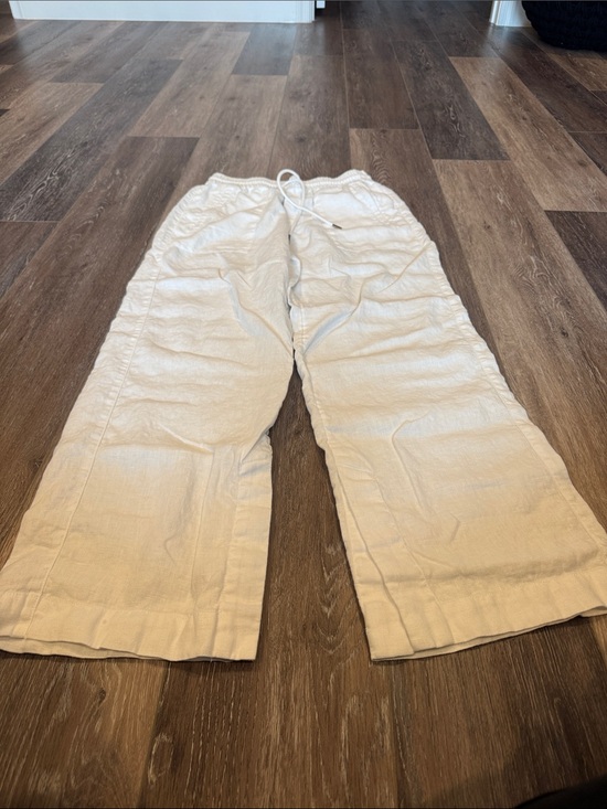 Athleta Pants - Athleta Women's White Linen Wide-Leg Drawstring Track Pants